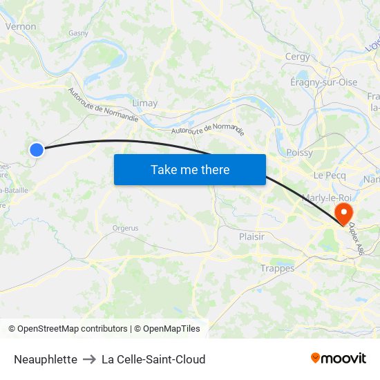 Neauphlette to La Celle-Saint-Cloud map