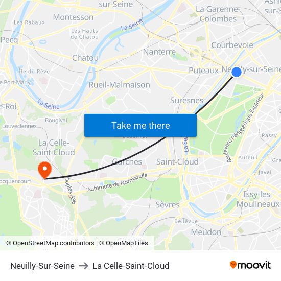 Neuilly-Sur-Seine to La Celle-Saint-Cloud map