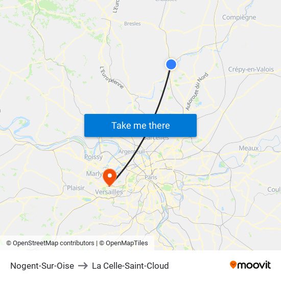 Nogent-Sur-Oise to La Celle-Saint-Cloud map