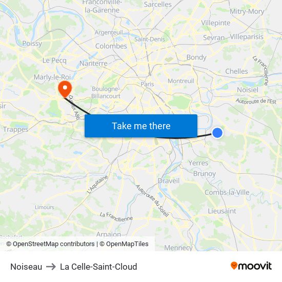 Noiseau to La Celle-Saint-Cloud map
