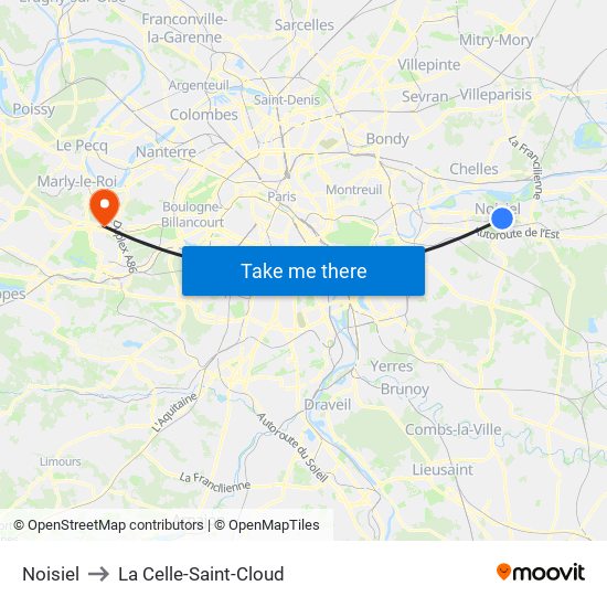 Noisiel to La Celle-Saint-Cloud map