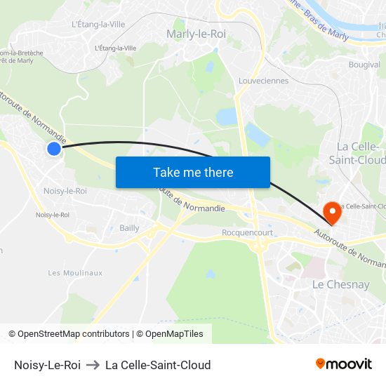 Noisy-Le-Roi to La Celle-Saint-Cloud map