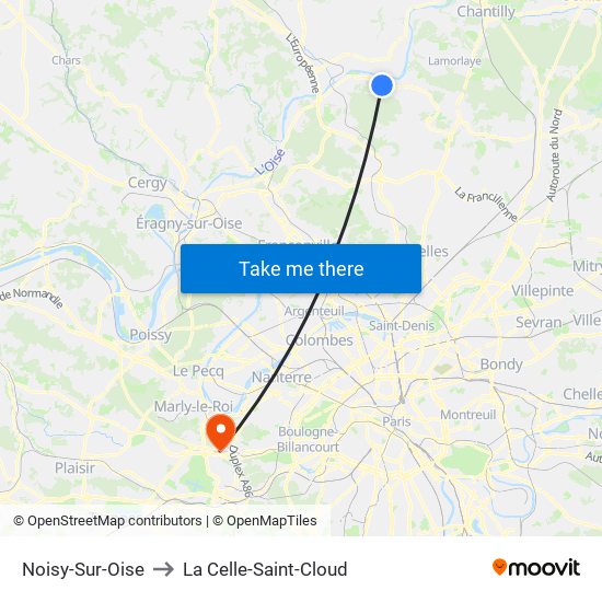 Noisy-Sur-Oise to La Celle-Saint-Cloud map