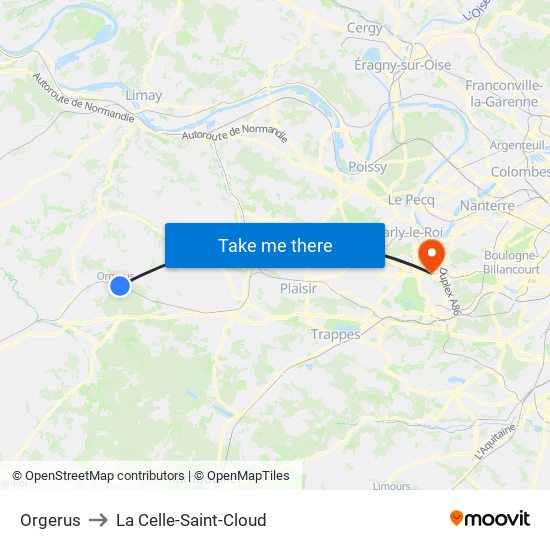 Orgerus to La Celle-Saint-Cloud map