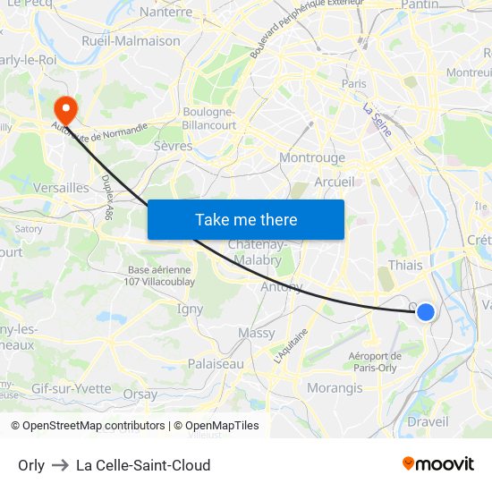Orly to La Celle-Saint-Cloud map