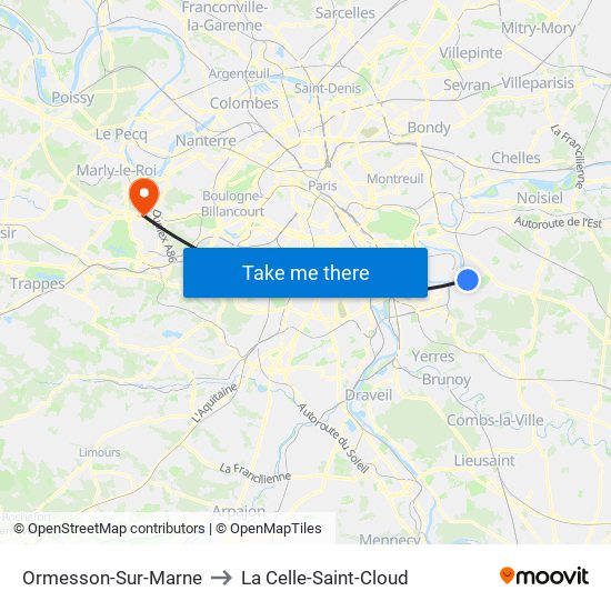 Ormesson-Sur-Marne to La Celle-Saint-Cloud map