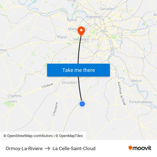 Ormoy-La-Riviere to La Celle-Saint-Cloud map