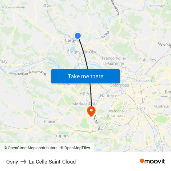 Osny to La Celle-Saint-Cloud map