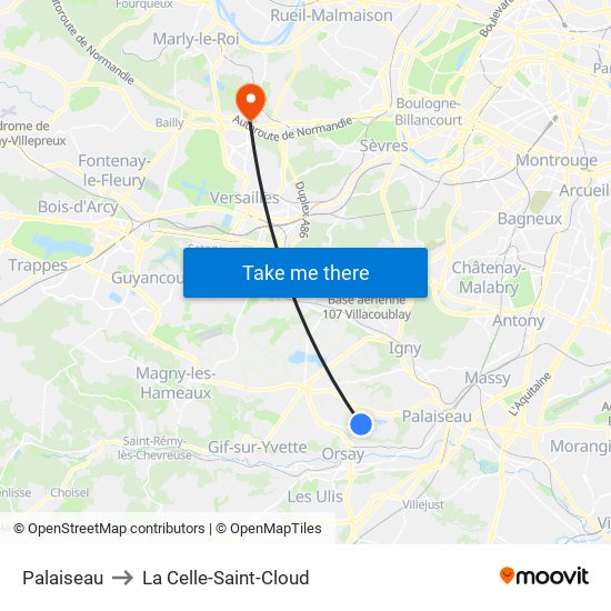 Palaiseau to La Celle-Saint-Cloud map