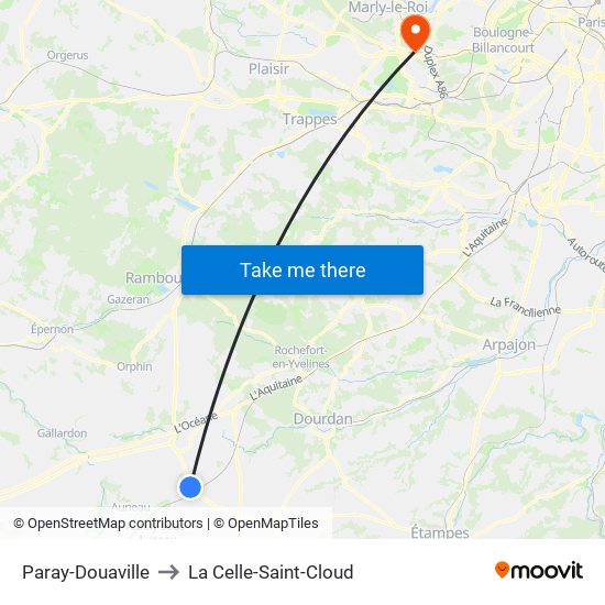 Paray-Douaville to La Celle-Saint-Cloud map