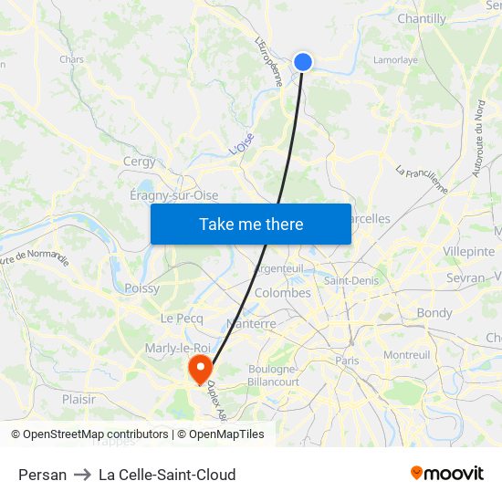 Persan to La Celle-Saint-Cloud map