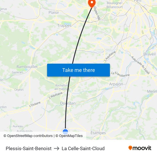 Plessis-Saint-Benoist to La Celle-Saint-Cloud map
