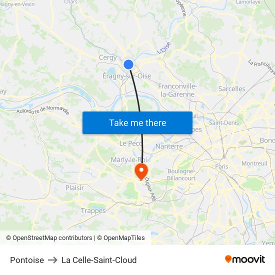 Pontoise to La Celle-Saint-Cloud map