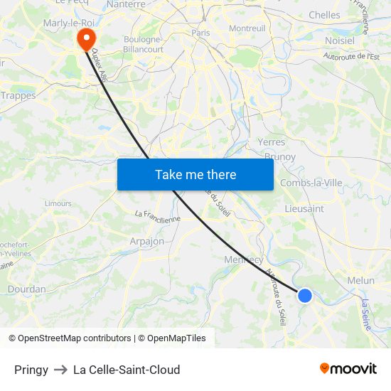 Pringy to La Celle-Saint-Cloud map