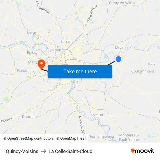 Quincy-Voisins to La Celle-Saint-Cloud map