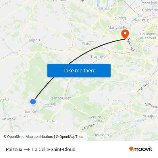 Raizeux to La Celle-Saint-Cloud map