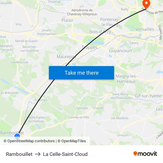 Rambouillet to La Celle-Saint-Cloud map