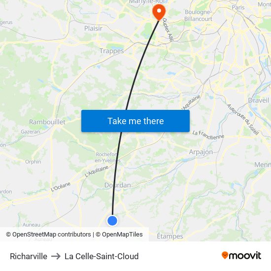 Richarville to La Celle-Saint-Cloud map