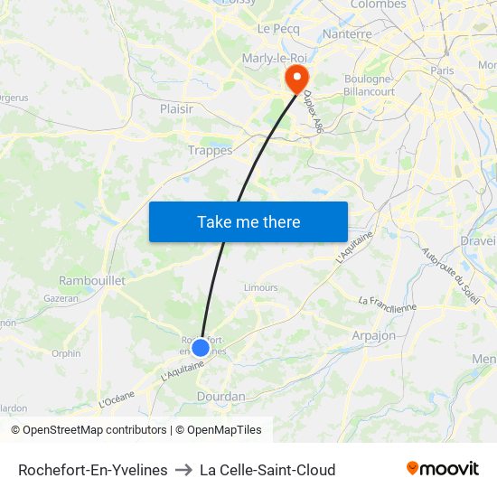 Rochefort-En-Yvelines to La Celle-Saint-Cloud map