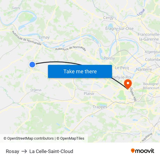 Rosay to La Celle-Saint-Cloud map