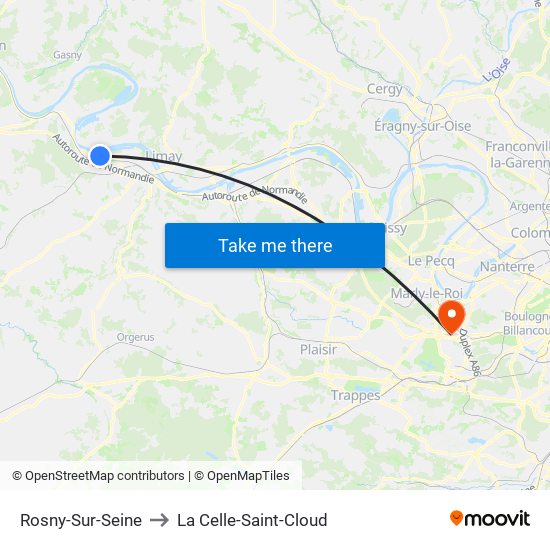 Rosny-Sur-Seine to La Celle-Saint-Cloud map