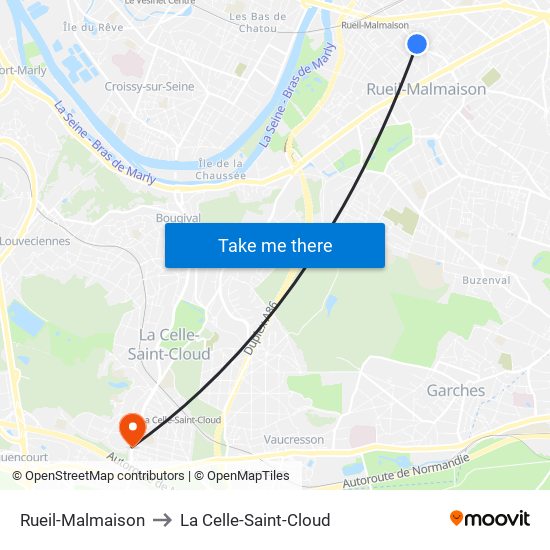 Rueil-Malmaison to La Celle-Saint-Cloud map