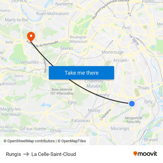 Rungis to La Celle-Saint-Cloud map