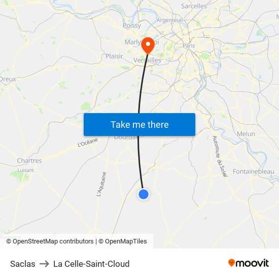 Saclas to La Celle-Saint-Cloud map