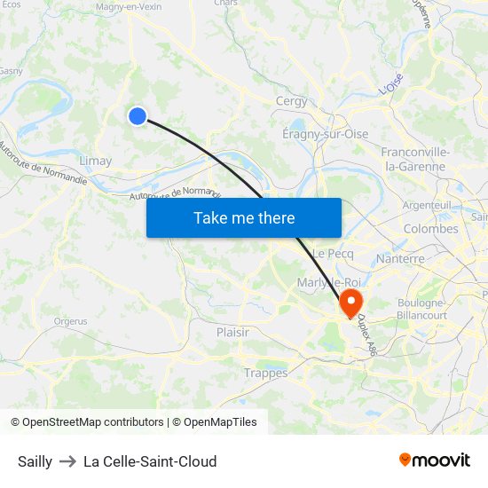 Sailly to La Celle-Saint-Cloud map