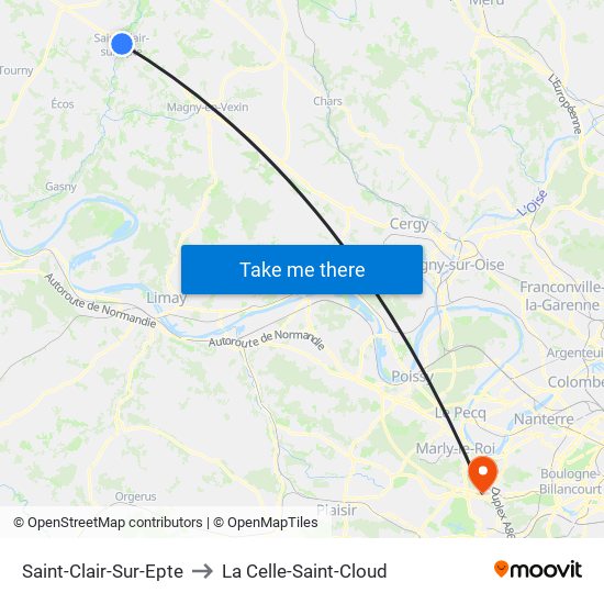 Saint-Clair-Sur-Epte to La Celle-Saint-Cloud map