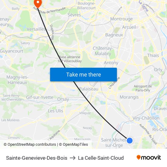 Sainte-Genevieve-Des-Bois to La Celle-Saint-Cloud map