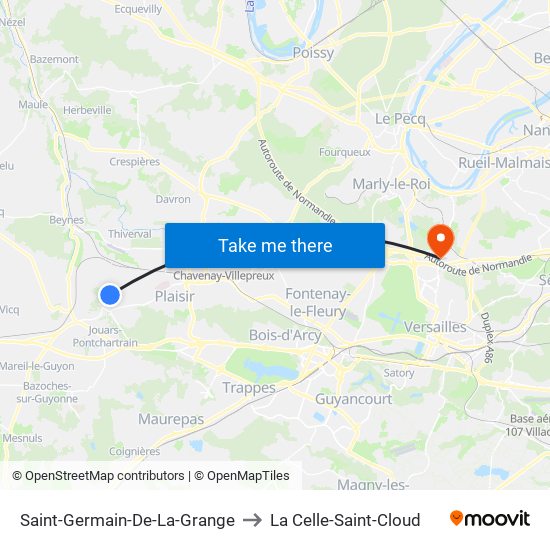Saint-Germain-De-La-Grange to La Celle-Saint-Cloud map