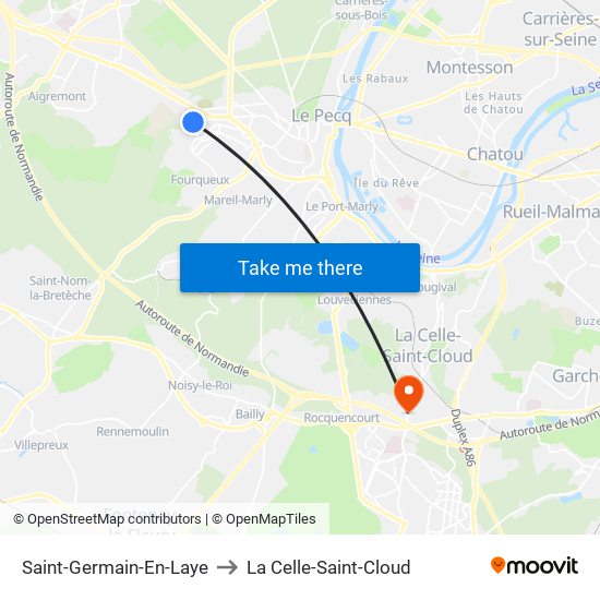 Saint-Germain-En-Laye to La Celle-Saint-Cloud map