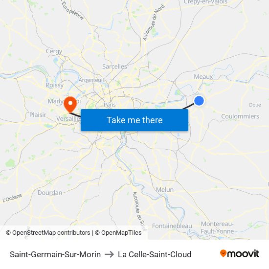Saint-Germain-Sur-Morin to La Celle-Saint-Cloud map