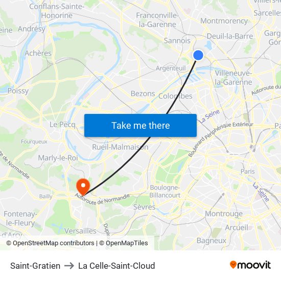 Saint-Gratien to La Celle-Saint-Cloud map
