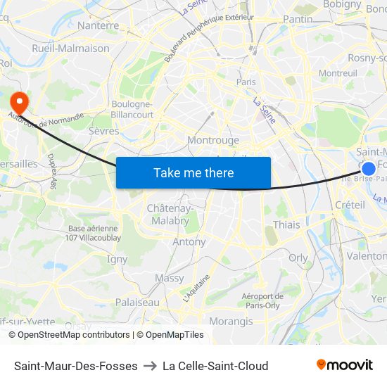 Saint-Maur-Des-Fosses to La Celle-Saint-Cloud map