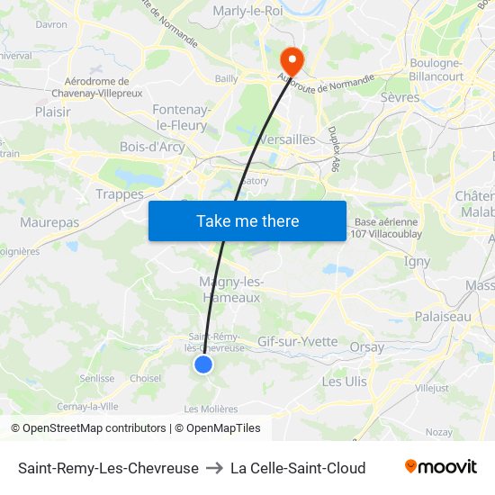 Saint-Remy-Les-Chevreuse to La Celle-Saint-Cloud map