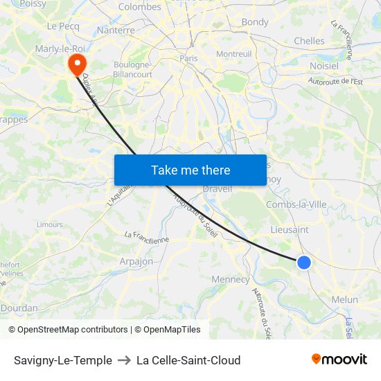 Savigny-Le-Temple to La Celle-Saint-Cloud map