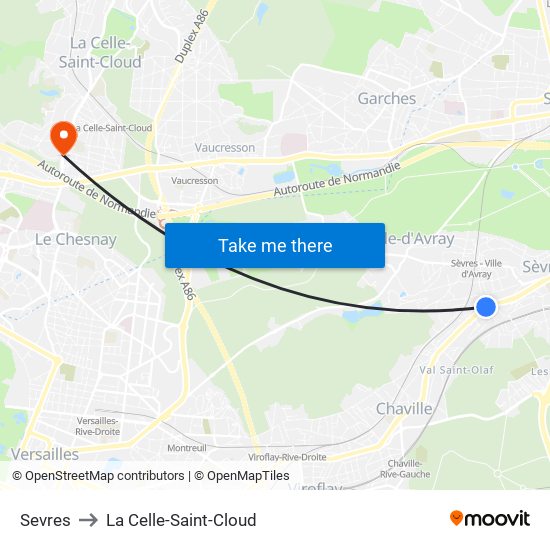 Sevres to La Celle-Saint-Cloud map