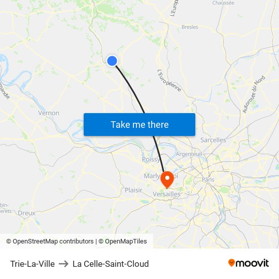 Trie-La-Ville to La Celle-Saint-Cloud map