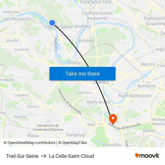 Triel-Sur-Seine to La Celle-Saint-Cloud map
