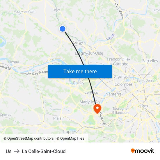 Us to La Celle-Saint-Cloud map