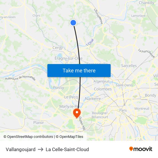 Vallangoujard to La Celle-Saint-Cloud map
