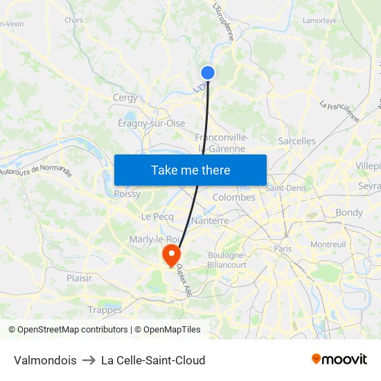 Valmondois to La Celle-Saint-Cloud map