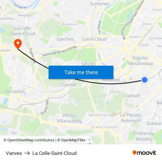 Vanves to La Celle-Saint-Cloud map