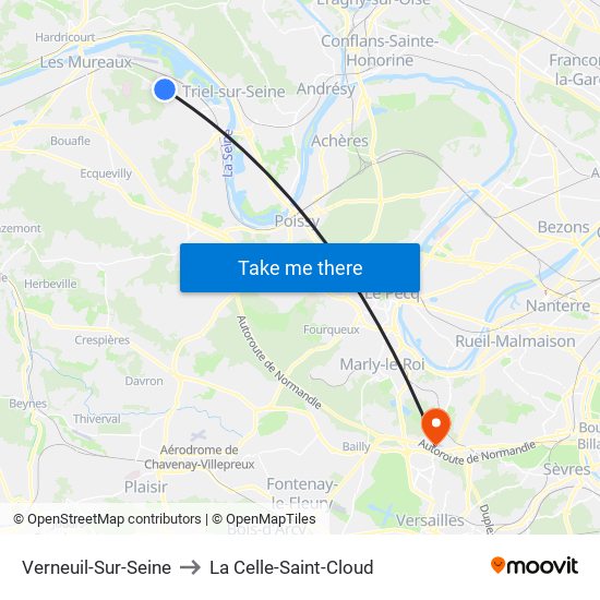 Verneuil-Sur-Seine to La Celle-Saint-Cloud map