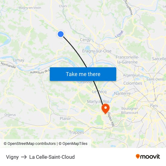 Vigny to La Celle-Saint-Cloud map