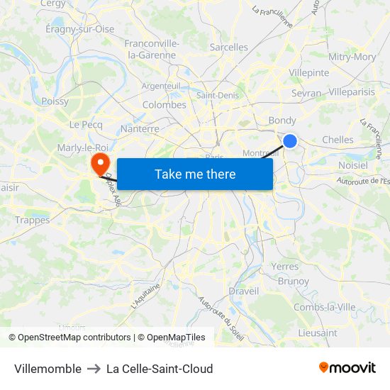 Villemomble to La Celle-Saint-Cloud map