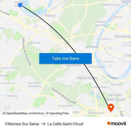 Villennes-Sur-Seine to La Celle-Saint-Cloud map
