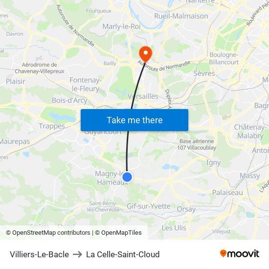 Villiers-Le-Bacle to La Celle-Saint-Cloud map